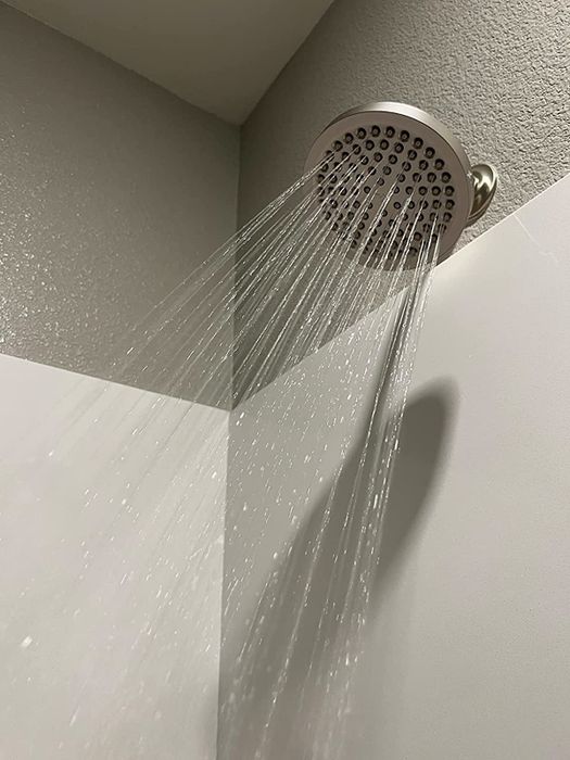 Reviewer image showing a silver showerhead