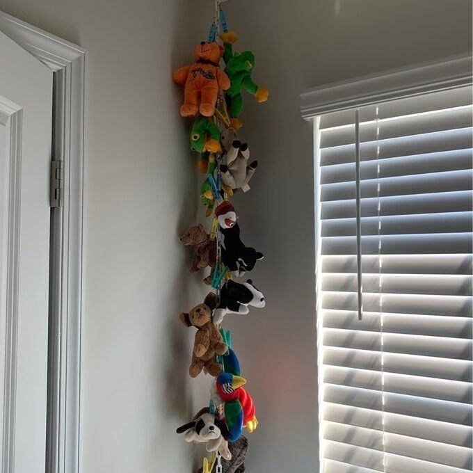 the toy chain arranged in the corner of a room