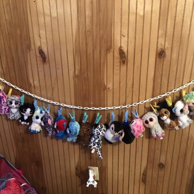 the toy chain displayed horizontally along a wall