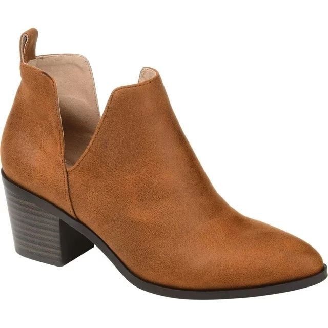 A women's ankle boot with a low, stacked heel and smooth upper, ideal for versatile styling.