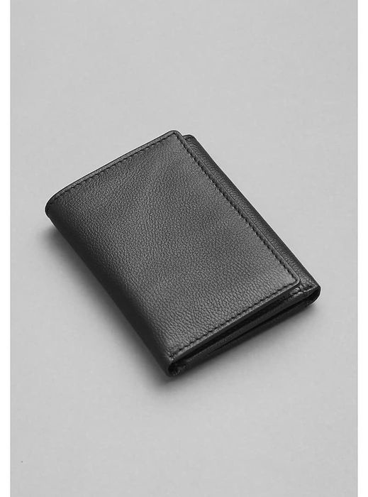 Black leather tri-fold wallet