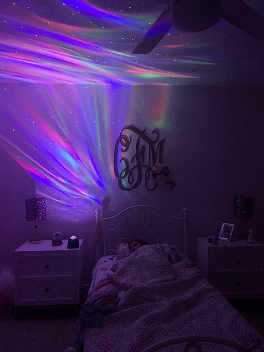 Light projector projecting onto both the wall and ceiling