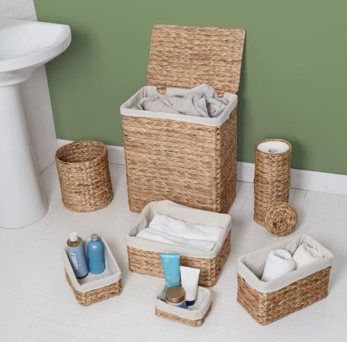 Set of seven woven baskets in assorted sizes