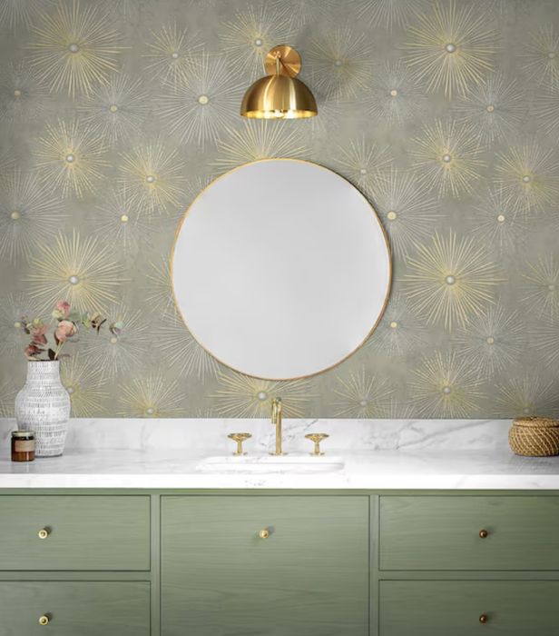 Gold and silver geometric peel-and-stick wallpaper