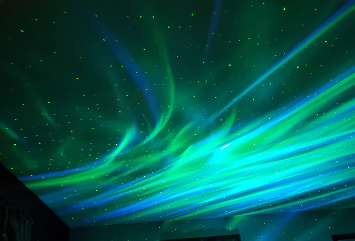 Light from a projector casting onto the ceiling