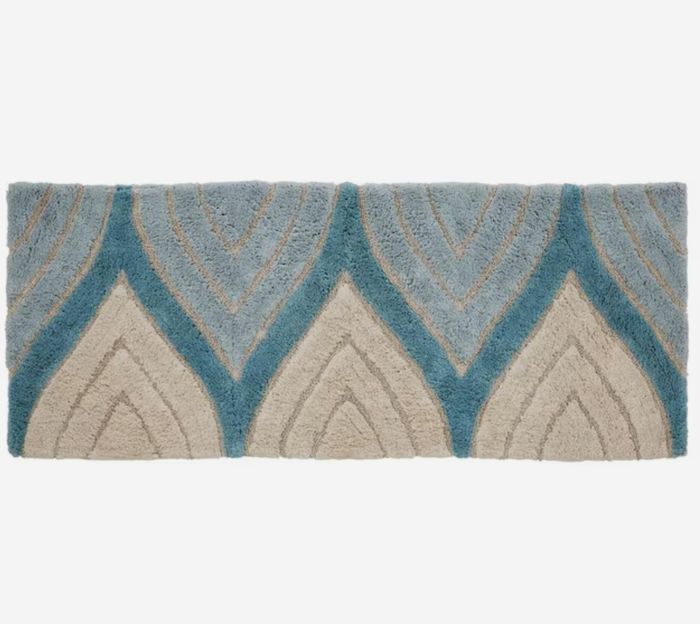 Aqua cotton bath runner