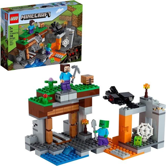 Lego creations depicting caves and mines.