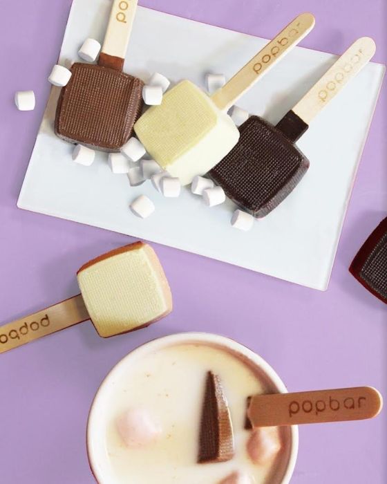 the Popbar hot chocolate sticks displayed neatly