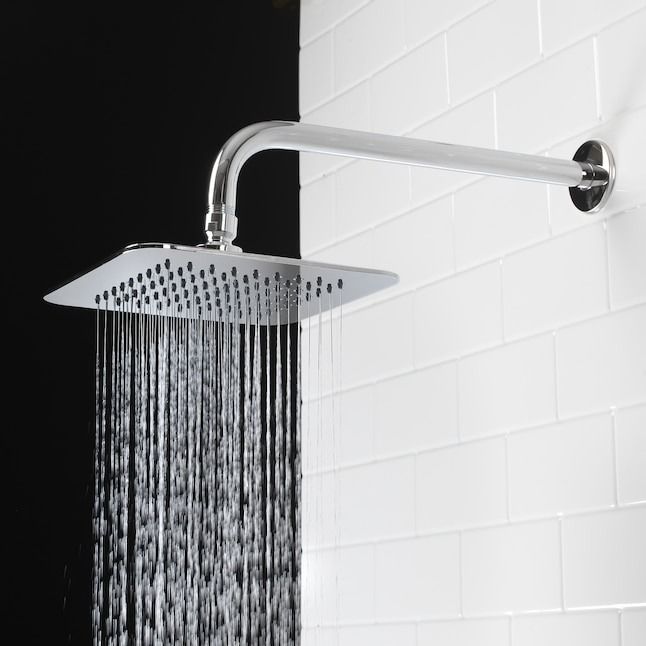 The sleek silver rain showerhead