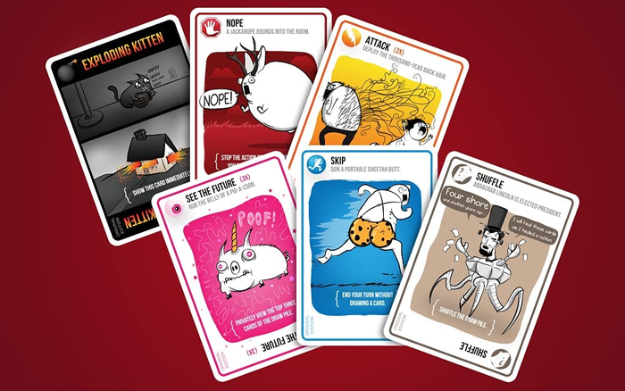 a group of six selected playing cards 