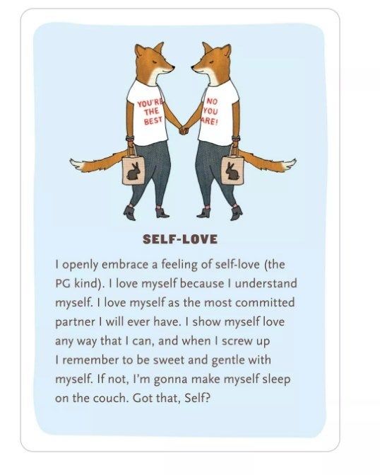 A self-love card that begins with, 