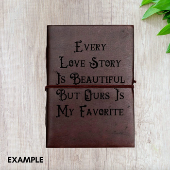 A custom journal with the text: