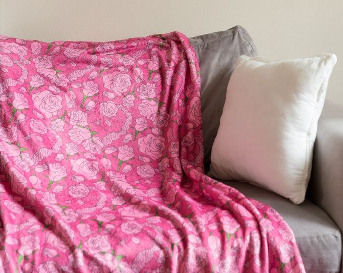 the delicate pink floral throw blanket