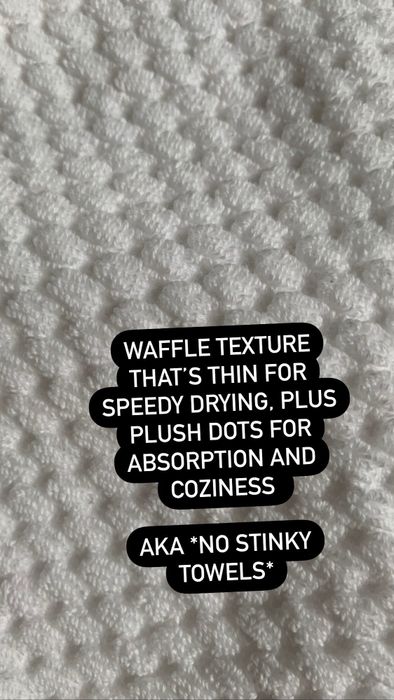 A close-up of the towels' texture, which is thin yet plush for optimal absorption and quick drying.