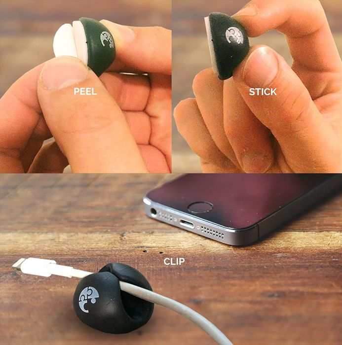 Close-up view of mountable cable clips