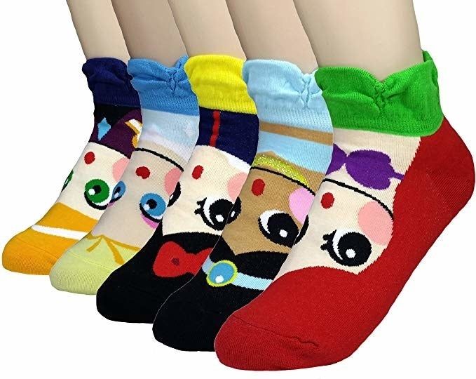The socks worn on feet