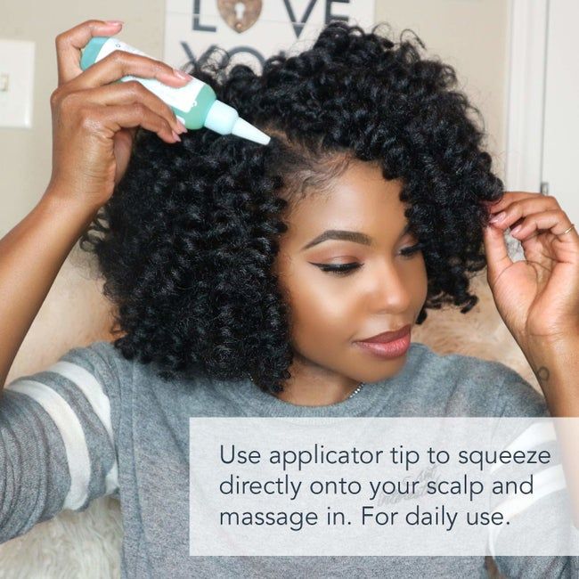 A model applying the treatment onto their scalp