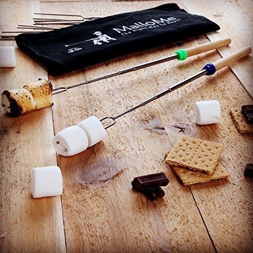 A set of telescoping roasting sticks, perfect for cooking marshmallows or hot dogs around the campfire without getting too close to the heat.