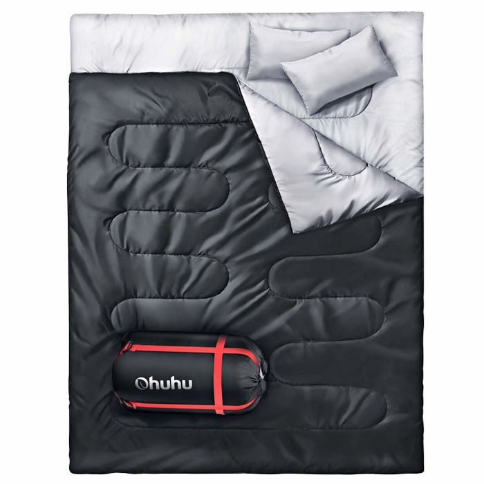 A double sleeping bag, perfect for couples who enjoy cozy nights under the stars together.