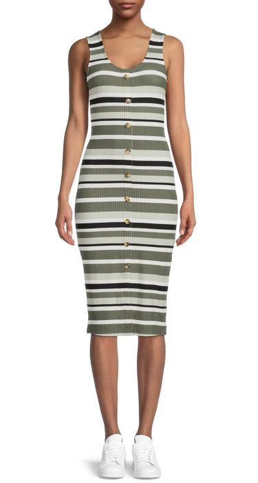 The dress in green stripes