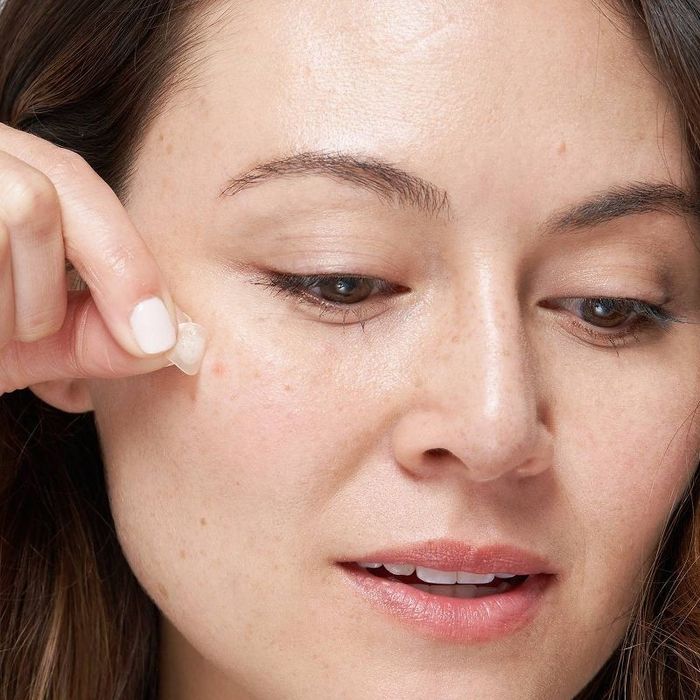 Model using the acne patch