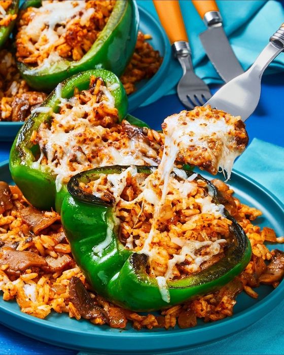 a plate of stuffed peppers