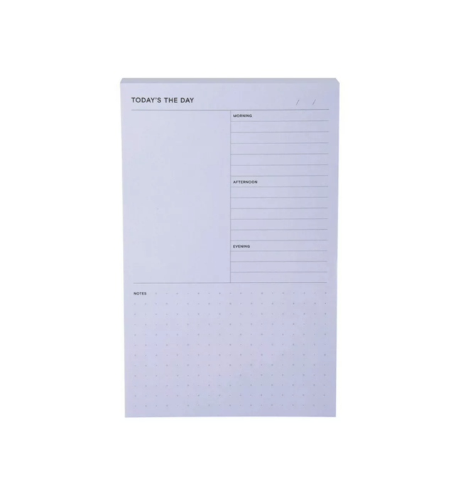 A stack of purple daily planners made from Post-it pages.