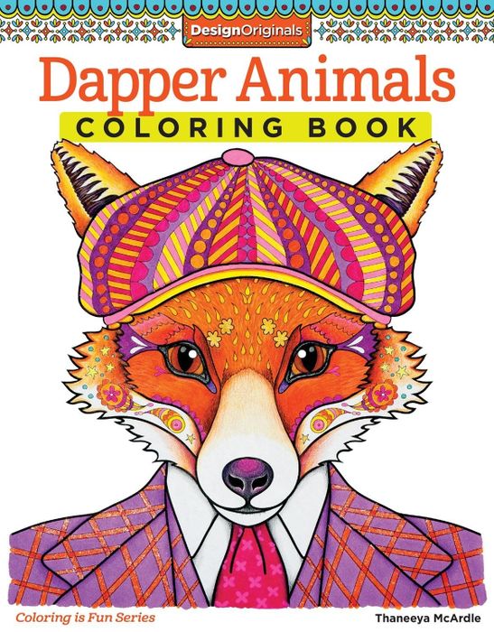 the cover art of the coloring book featuring a dapper fox in a stylish hat