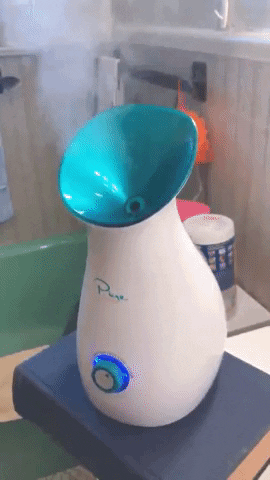 A reviewer talks about using the facial steamer during their workday.