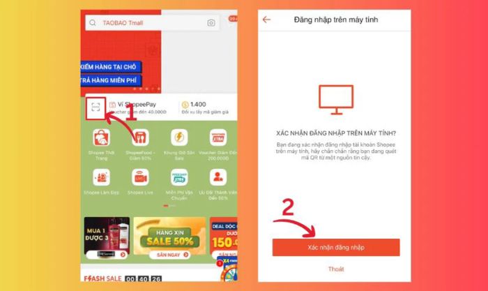 cách quét mã QR trên máy tính để đăng nhập Shopee
