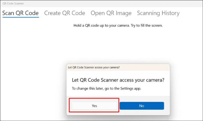 hướng dẫn cấp quyền truy cập camera cho QR Code Scanner