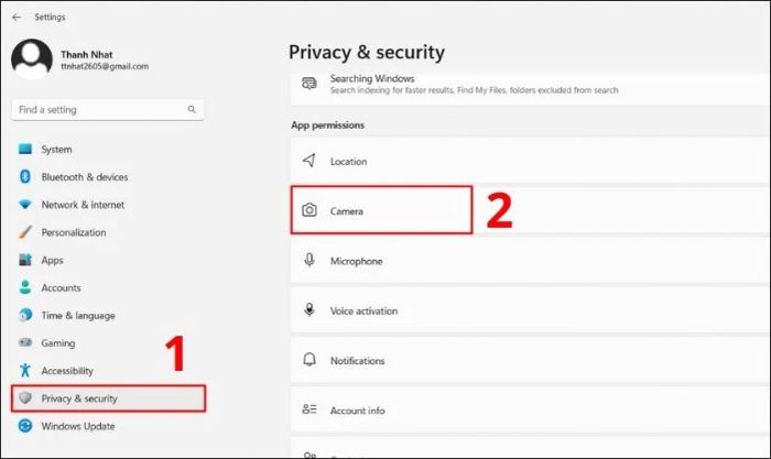 Hướng dẫn cấp quyền truy cập camera khi gọi video trên laptop
