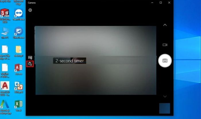 Cách mở camera để hẹn giờ chụp ảnh trên laptop Windows 10.