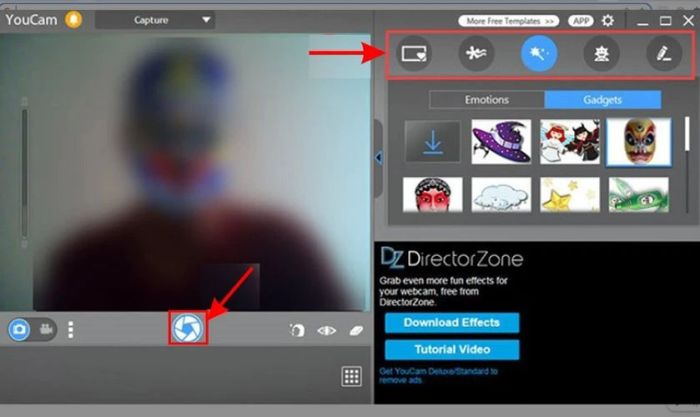 Nhấn vào biểu tượng hình tròn để bắt đầu chụp ảnh.