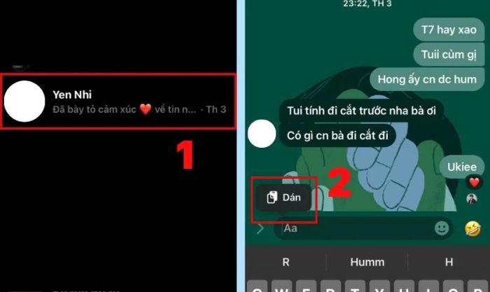 Gửi đường link trang cá nhân của người khác qua Messenger