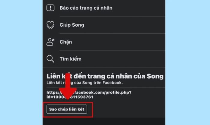 Cách gửi liên kết trang cá nhân của người khác
