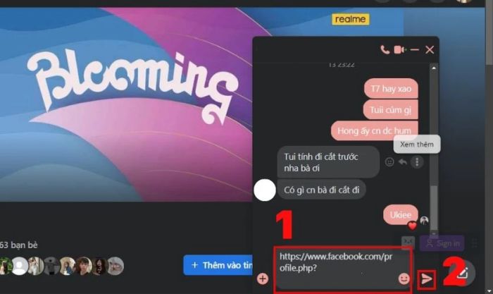 chia sẻ liên kết trang cá nhân Facebook cho người khác trên máy tính