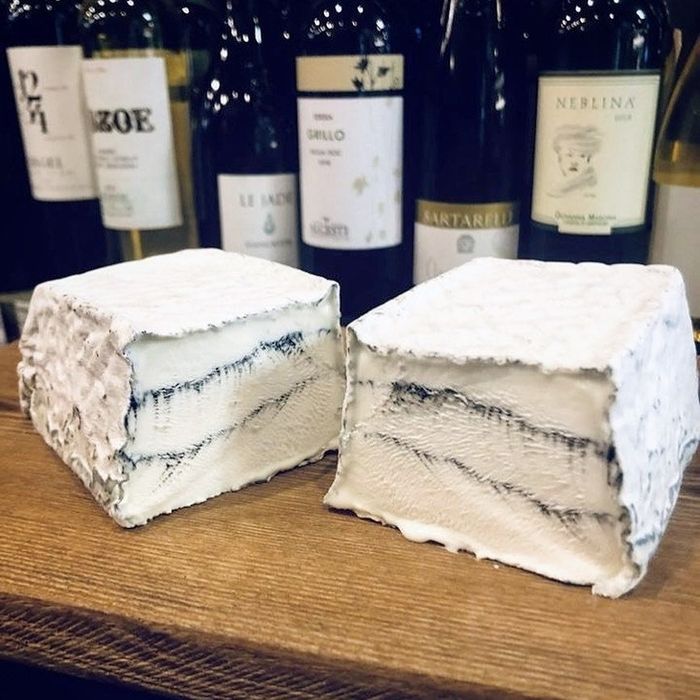 Two large chunks of creamy white cheese.