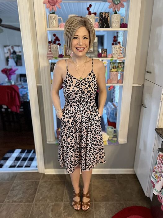Another reviewer seen in the leopard print cotton beach dress.