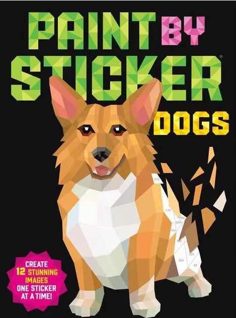 Cover of a 'Paint by Sticker' book featuring an adorable corgi.
