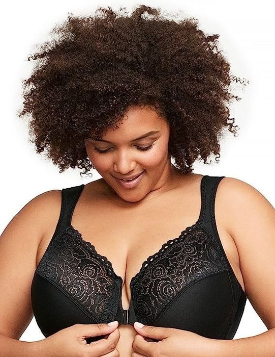 A model showcasing the black bra.