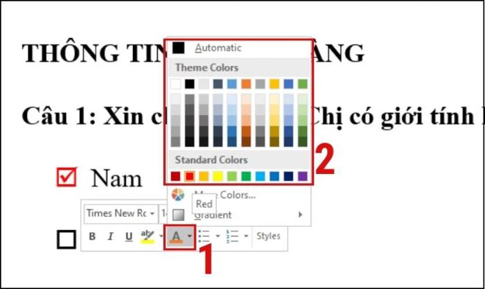Thay đổi màu của dấu tích