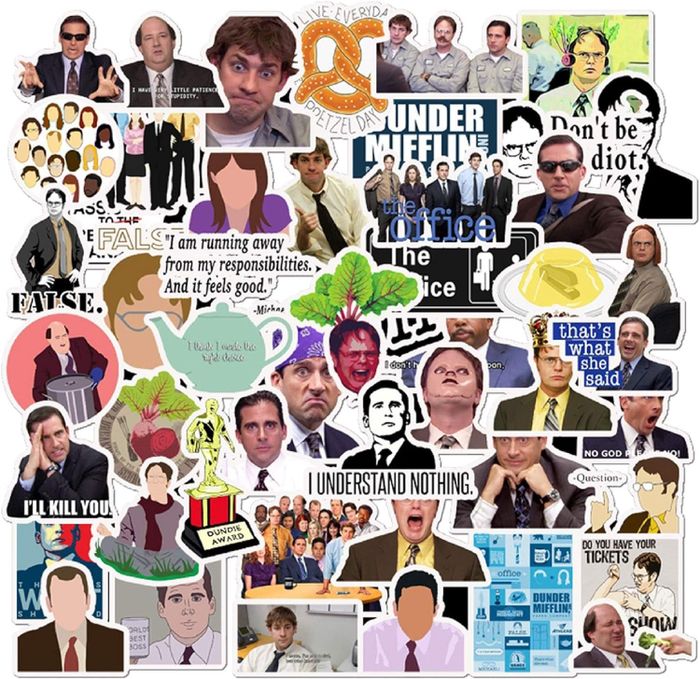 The Office-themed stickers.