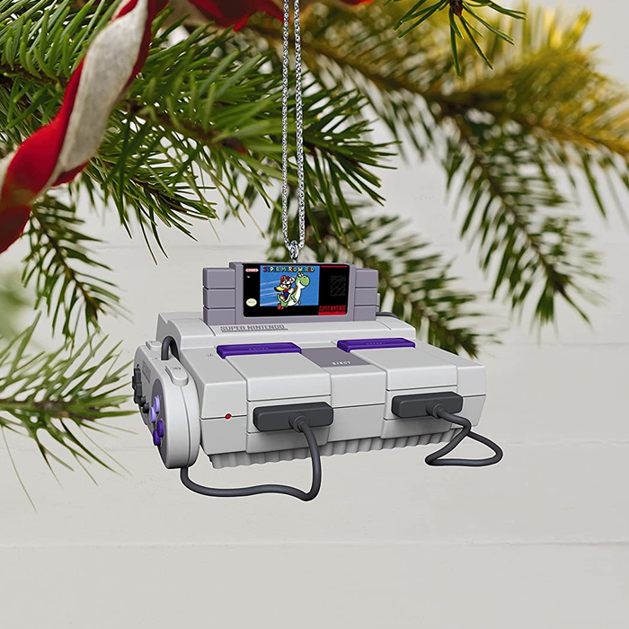 A Nintendo Super NES console ornament