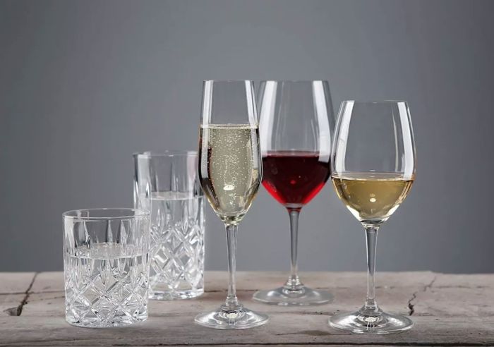 The crystal glasses.