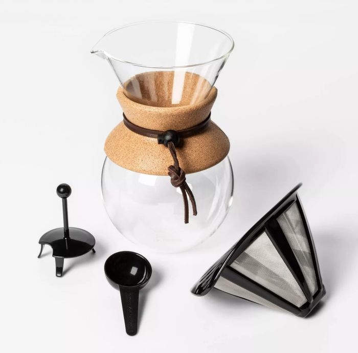 The pour-over coffee maker.