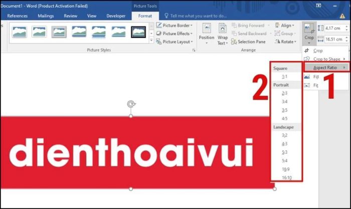 Hướng dẫn cắt ảnh theo tỷ lệ trong Word