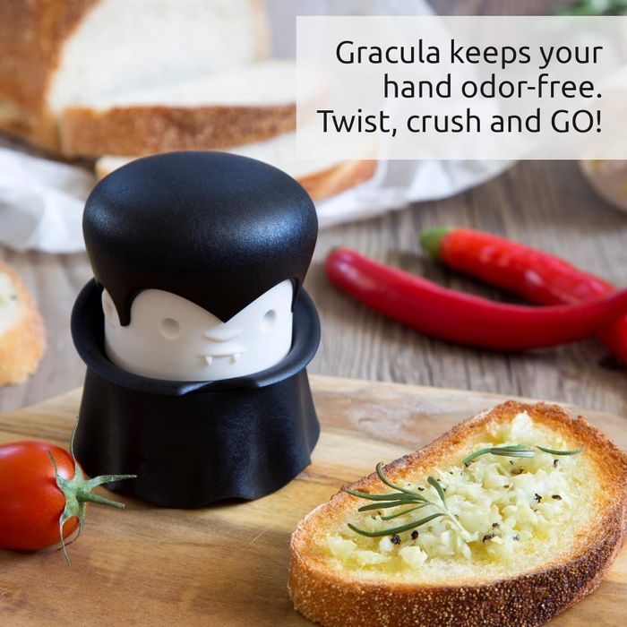 The vampire-themed garlic crusher