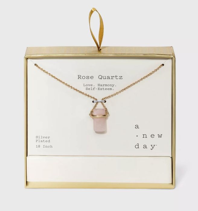 The rose quartz necklace.