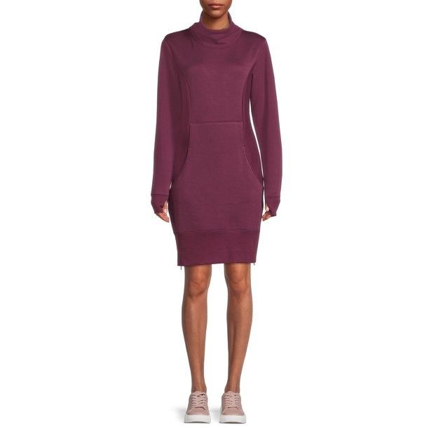 The model is wearing the dress in purple.